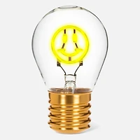 Neon LED LIghtbulb Smiley Face - Yellow