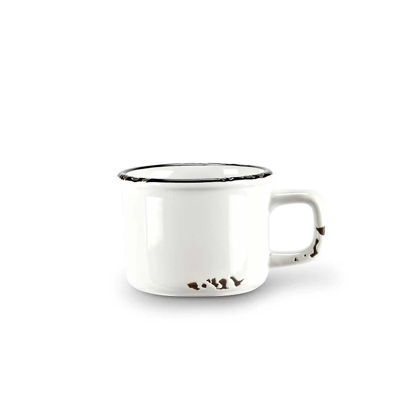 Tasse à espresso à l'aspect émaillé (3 oz / 89 ml) - blanche