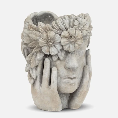 Woman with Flower Halo Planter - 9.5"