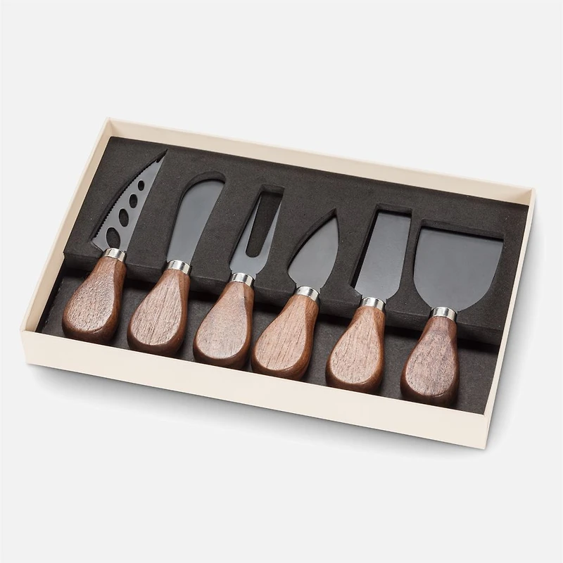 Couteaux à fromage en noyer, ensemble de 6