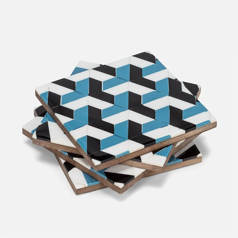 Ensemble de 4 sous-verres « Mosaïque » - Bleu