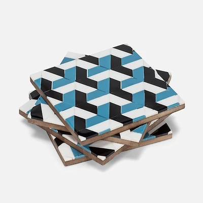 Ensemble de 4 sous-verres « Mosaïque » - Bleu