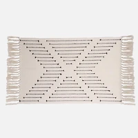 Accent Rug, Irregular Design Stripe with Fringe - Natural / Grey