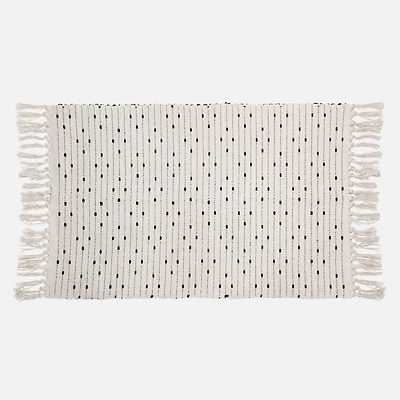 Accent Rug, Design Dot with Fringe - Natural / Black