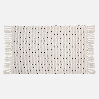 Accent Rug, Design Dot with Fringe - Natural / Black