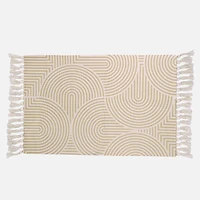 Accent Rug, Swirl Design with Fringe - Natural / Yellow