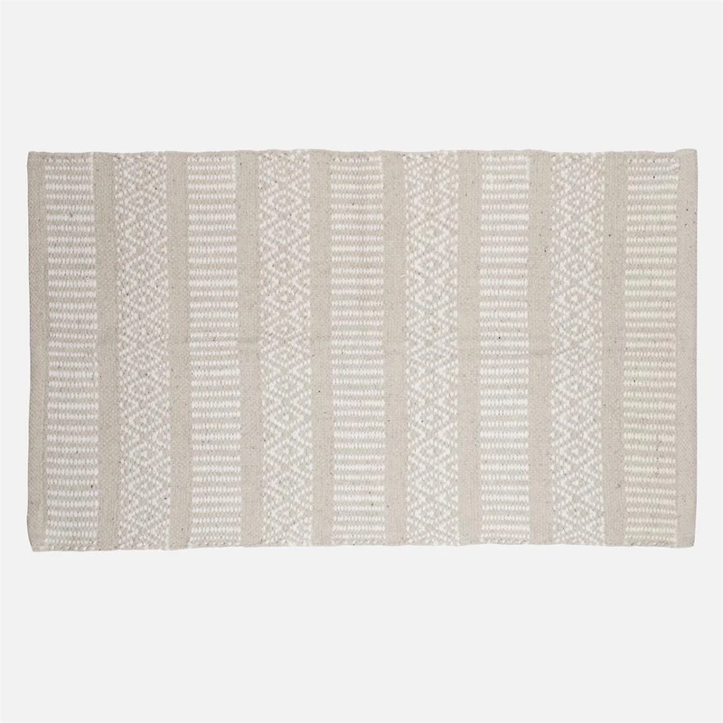 Accent Rug, Stripe Design with Fringe - Natural / White