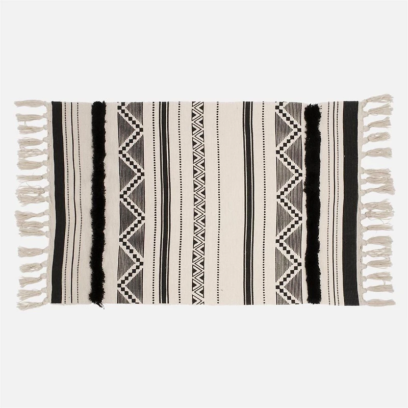 Accent Rug, Aztec printed - Black / Natural