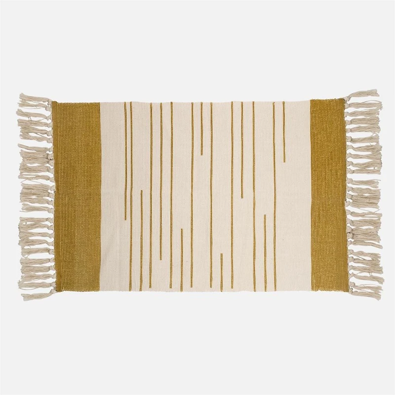 Accent Rug, Stripe with Fringe - Ocher / Natural