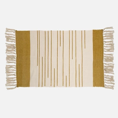 Accent Rug, Stripe with Fringe - Ocher / Natural