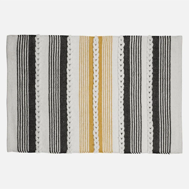Accent Rug, Stripe and Braid motif - Black / Yellow