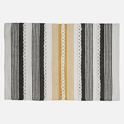 Accent Rug, Stripe and Braid motif - Black / Yellow