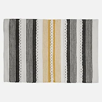Accent Rug, Stripe and Braid motif - Black / Yellow