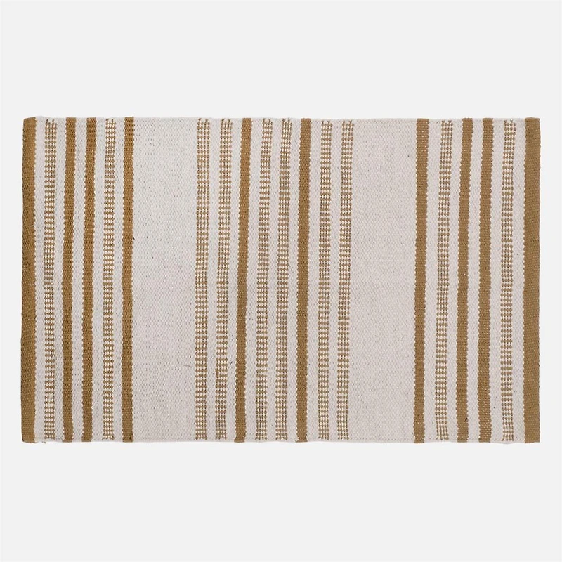 Accent Rug, Weaved Stripe Motif - Ochre / Natural