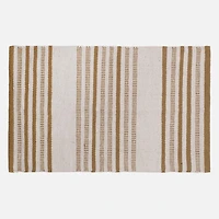 Accent Rug, Weaved Stripe Motif - Ochre / Natural