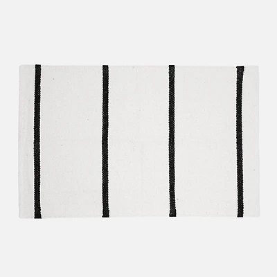 Accent Rug, Weaved Stripe Motif - White / Black
