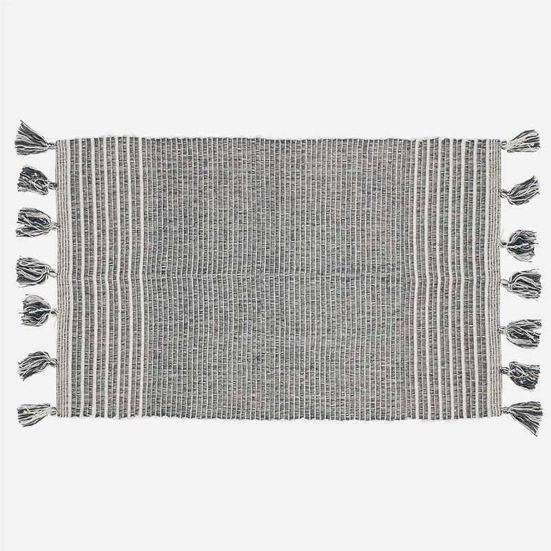 Accent Rug, Stripe Motif with Tassel - Grey