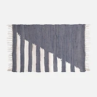 Accent Rug, Weaved Stripe & Solid Motif - Blue / Grey