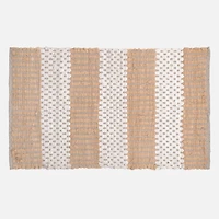 Accent Rug, Weaved Stripe Motif - Yellow / White