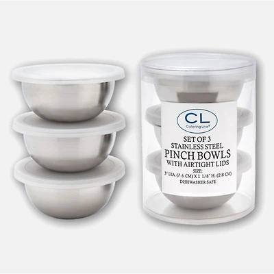 Petits bols en acier inoxydable avec couvercles, ensemble de 3
