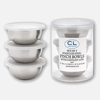Petits bols en acier inoxydable avec couvercles, ensemble de 3