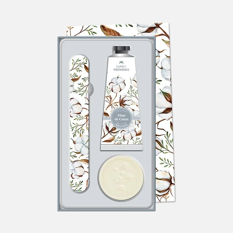 Hand Cream, Nail File and 25 g Soap Gift Set - Cotton Flower