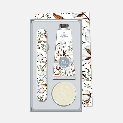 Hand Cream, Nail File and 25 g Soap Gift Set - Cotton Flower