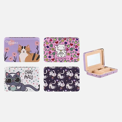 Compact Jewelry Box - Cat Design Assorted