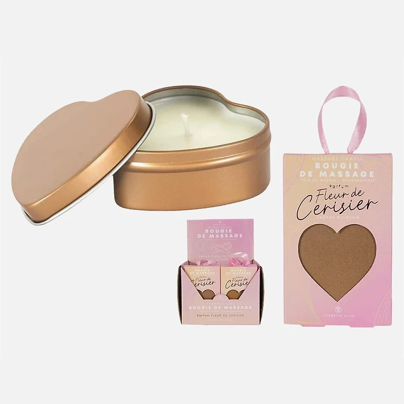 Bougie de massage cœur - Fleur de cerisier