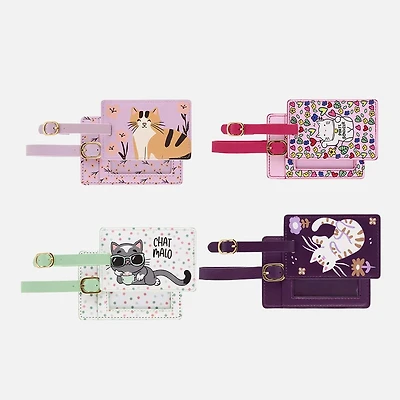 Porte étiquette bagage Chat - assorti