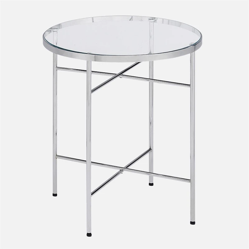 Table d'appoint ovale « Angel » - Chrome/Verre