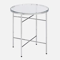 Table d'appoint ovale « Angel » - Chrome/Verre