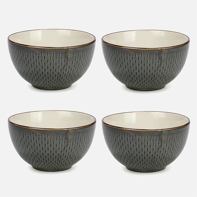 Green Ceramic Bowls, Set of 4 - Green