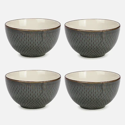 Green Ceramic Bowls, Set of 4 - Green