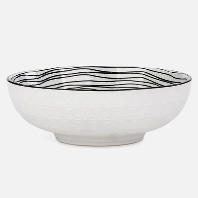 Large Bowl With Black Motif - 8 x 3"