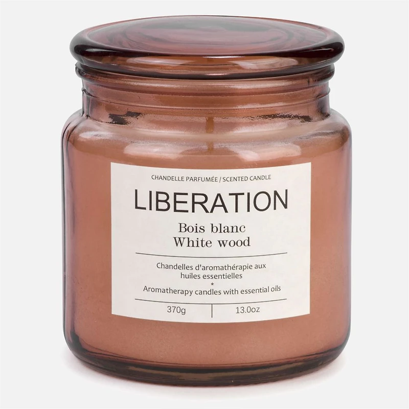 Glass Scented Candle with Cover - Brown