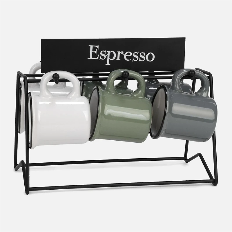 Tasses à Espresso et support, ensemble de 6