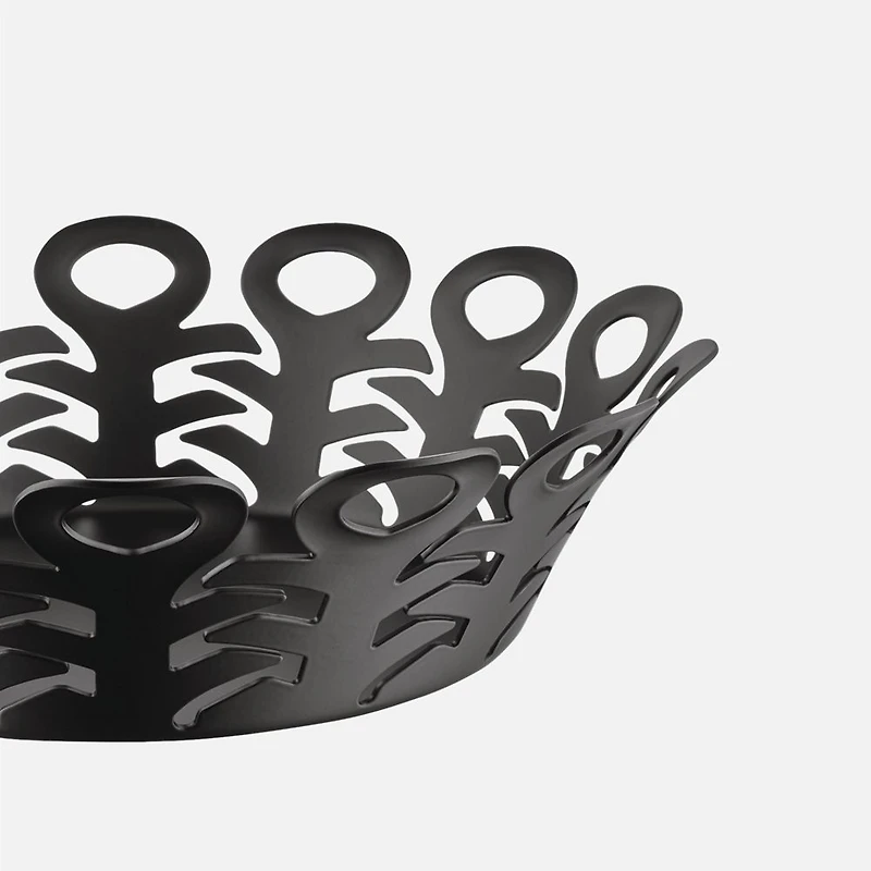 Alessi Vimini Panier noir en acier inoxydable