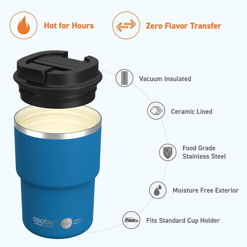 ASOBU Coffee Express Travel Mug - Blue, 12 oz 