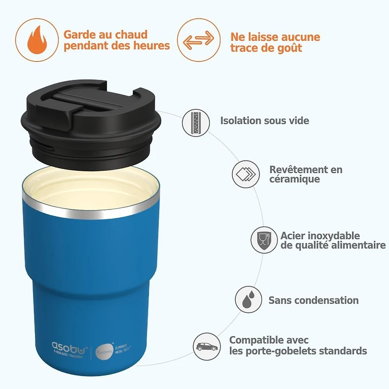 Tasse de voyage Coffee Express par ASOBU - Bleue, 12 oz