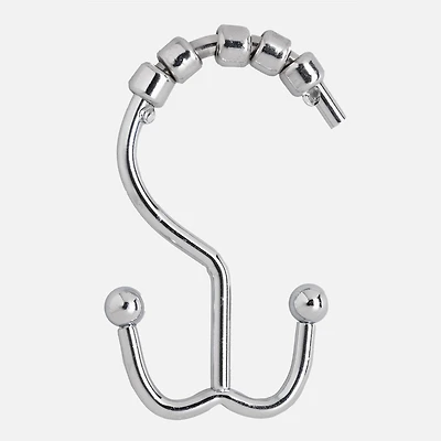 Annex double hooks for shower curtains - set of 12 Chrome