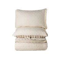 Ensemble courtepointe unie naturel Ann