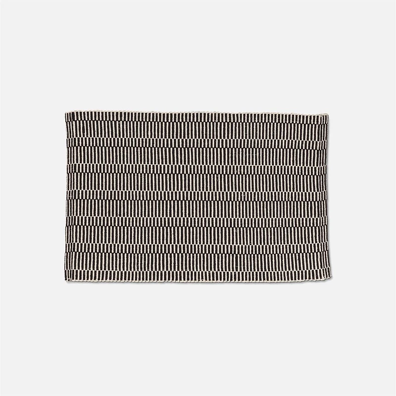 Short Stripe Accent Rug - Black and Ivory