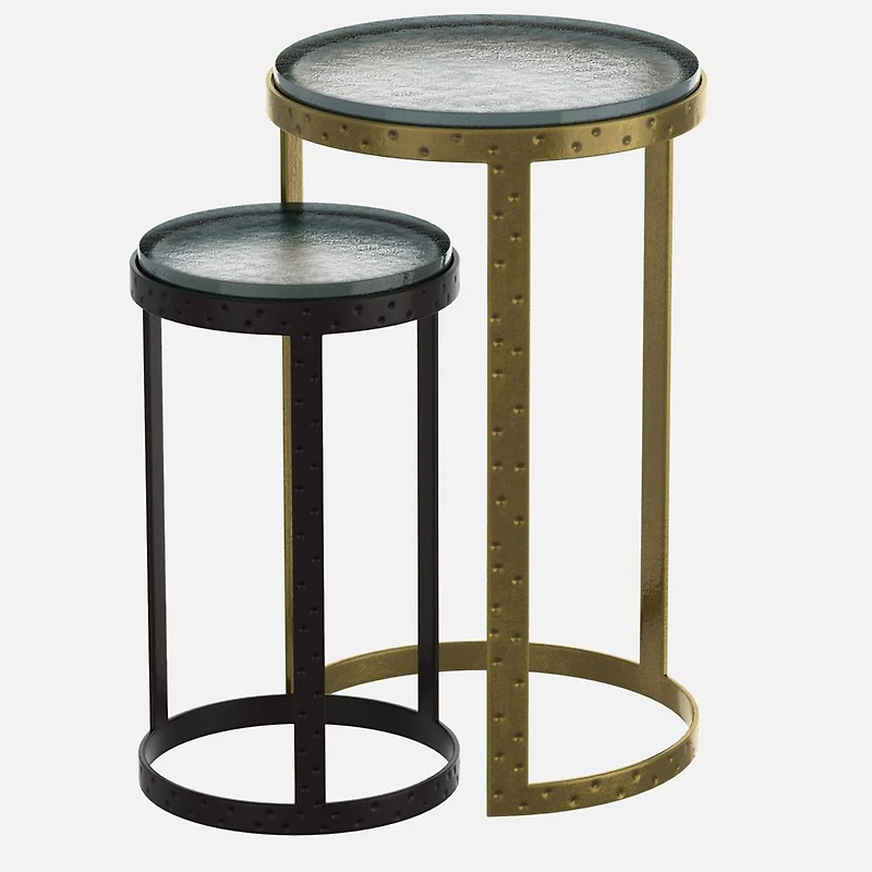 Ares Accent Table, 2 Pieces - Antique Gold/Black