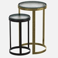 Ares Accent Table, 2 Pieces - Antique Gold/Black
