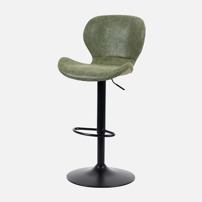 Barranca PU Leather Stools Swivel Adjustable Height, Set of 2