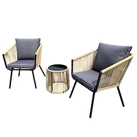 Bria Steel Wicker Bistro Set, 3 Pieces