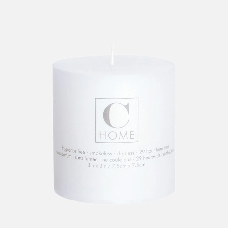 Pillar Candle White - 3"x3", White