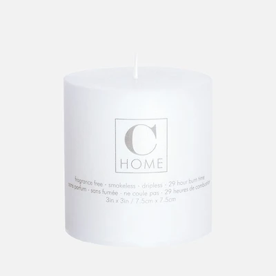 Pillar Candle White - 3"x3", White