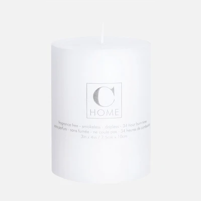 Pillar Candle White - White, 3"x4"